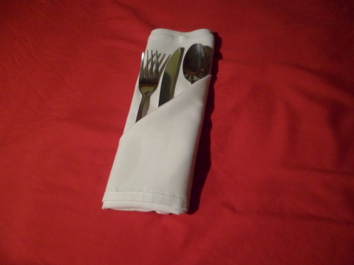 Folding napkins for silverware 