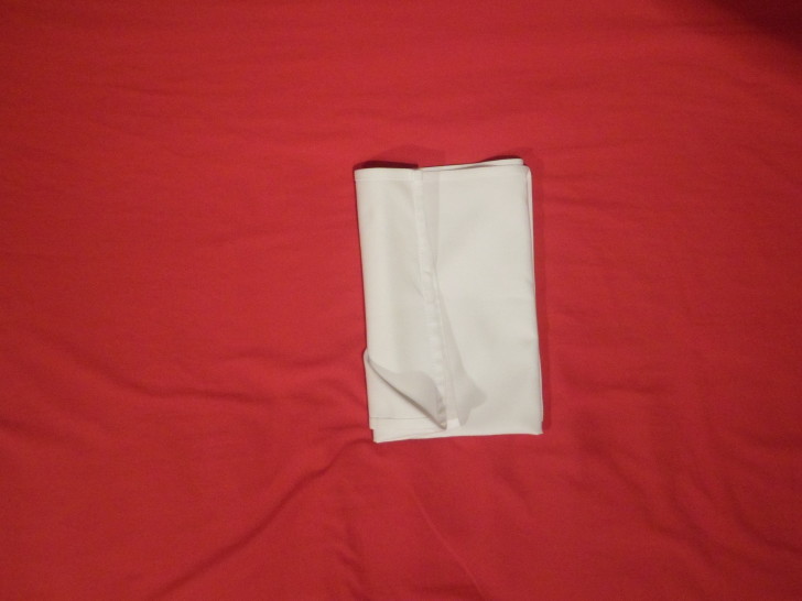 Folding napkins for silverware Step Seven Fold the left side over about one third of the way. 