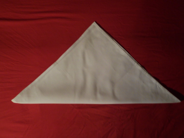 Folded Napkin Pyramid Fold Step Four position the napkin in front of you so the longest edge is facing you and the point of the triangle is aimed away.