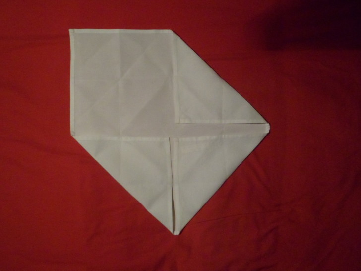 Napkin Folding Rose Fold Step Four fold the top right down so the napkin resembles an envelope 